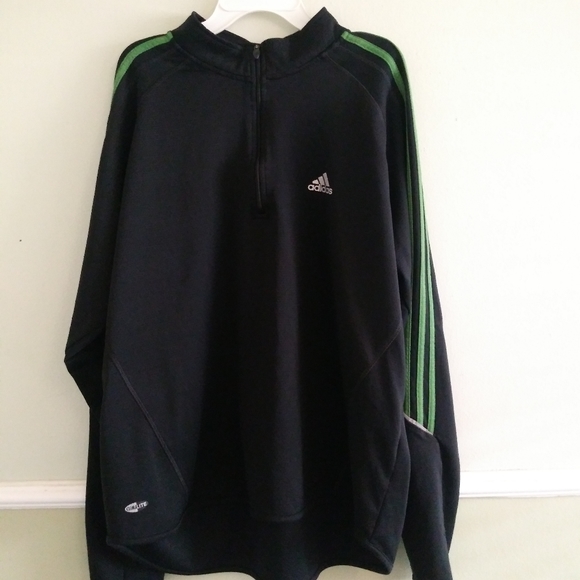 Adidas Black and Green zip-up sweatshirt - Picture 1 of 1